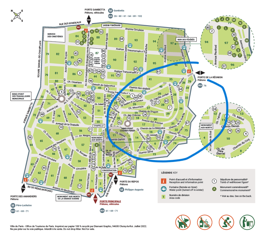 Plan du Père Lachaise